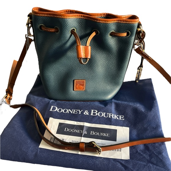 Dooney & Bourke Handbags - Dooney & Bourke Blue Pebble Grain Leather Drawstring Tote w/ Dust Bag - NWT